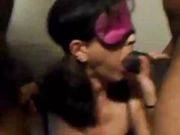 Blindfolded wife tricked into swallowing a big black cock and cum too
