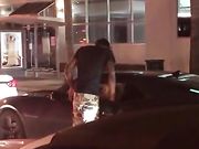 White girl blowing black dick of stranger in public